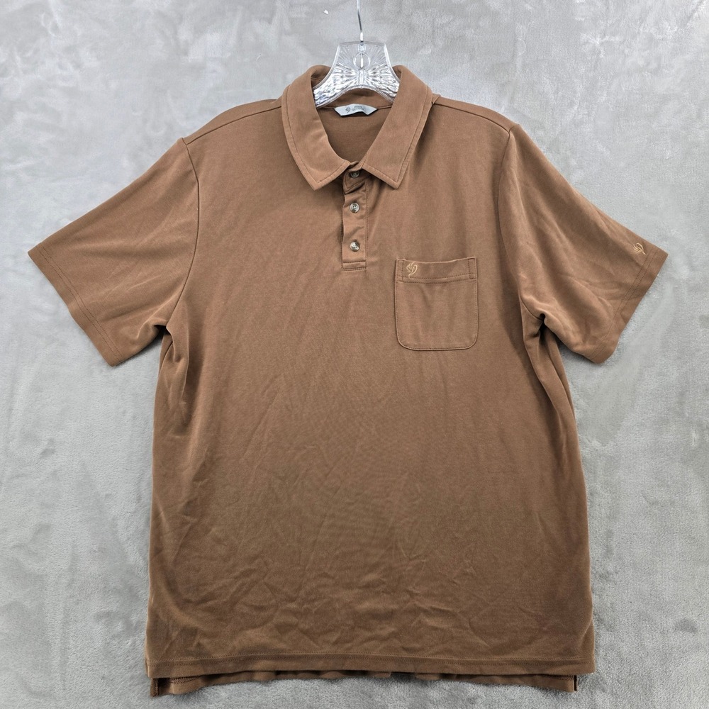 Duck Camp Mens Medium Polo Shirt Brown Modal Blend Short Sleeve Pocket